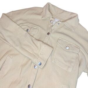 Altar’d State Shacket Top Women’s M Taupe Tan Oversized Snap Pockets Fall Winter